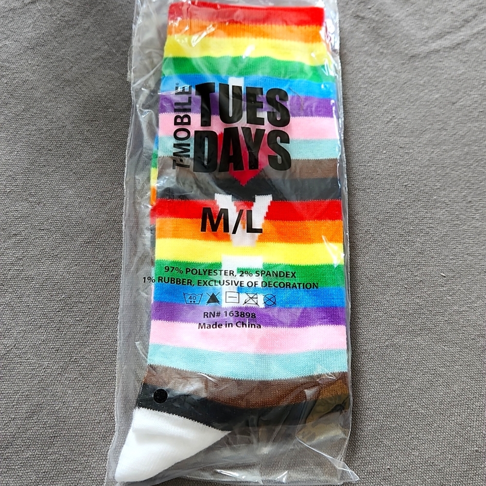 T mobile rainbow knee high socks nwt sz  M/L